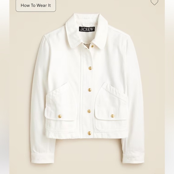 NWT J Crew Short Barn Jacket™ in cotton twill Women’s Medium White - Picture 5 of 14